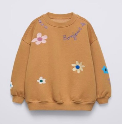 zara（ザラ）オレンジのお花柄スウェットトップス