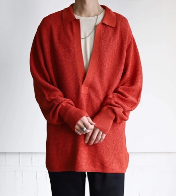 WALENODE（ウェルノード）レッドのスキッパーニット