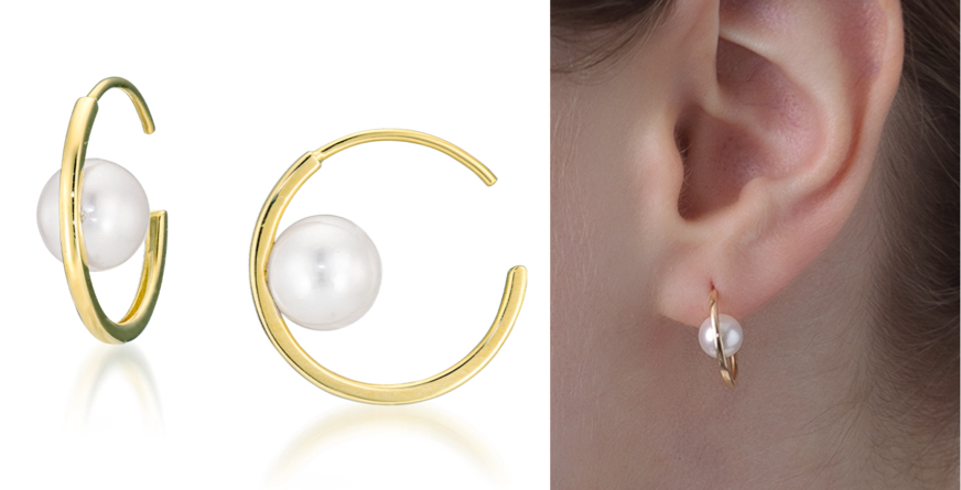 STAR JEWELRY（スタージュエリー）ゴールドxパールのフープピアス