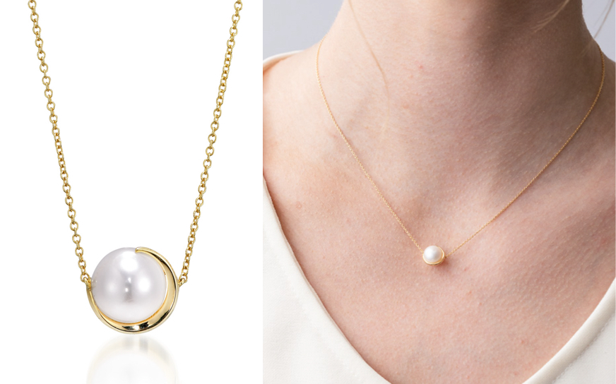 STAR JEWELRY（スタージュエリー）ゴールドxパールのムーンネックレス