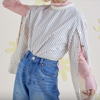 miette（ミエット）ホワイトのストライプ柄シャツ