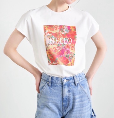 LOUNIE（ルーニィ）ホワイトのプリントTシャツ