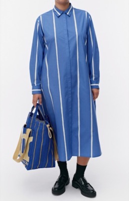 Marimekko（マリメッコ）ブルーのストライプ柄ワンピース