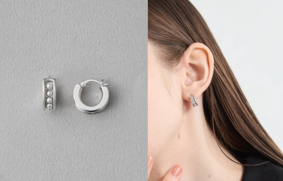ete（エテ）シルバーのフープパールピアス