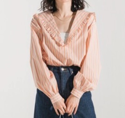 FREAK'S STORE（フリークスストア）オレンジのセーラーカラーフリルシャツ
