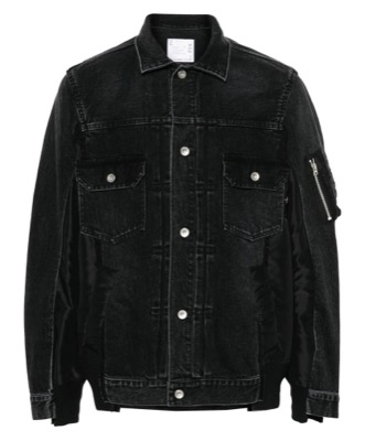sacai（サカイ）ブラックのパッチワークデニムジャケット