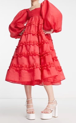 ASOS（エイソス）赤いボリュームワンピース / ドレス