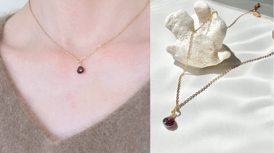 Handmade Accessory MUガーネットネックレス