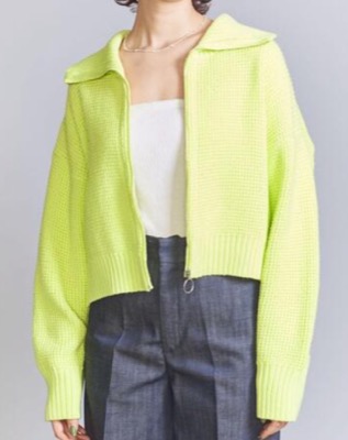 BEAUTY&YOUTH UNITED ARROWS（ビューティーアンドユースユナイテッドアローズ）ライトグリーンのジップアップカーディガン