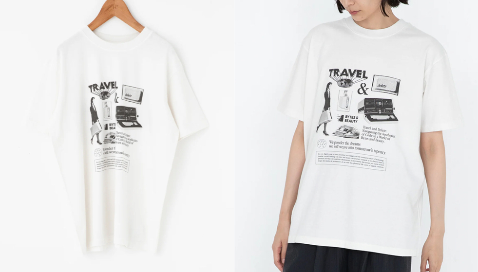 KUROモノトーンの半袖プリント柄Tシャツ