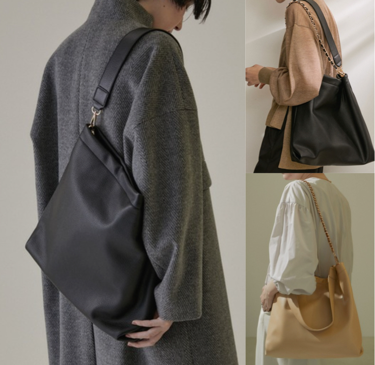 SALON adam et rope'ブラックのレザーショルダーバッグ