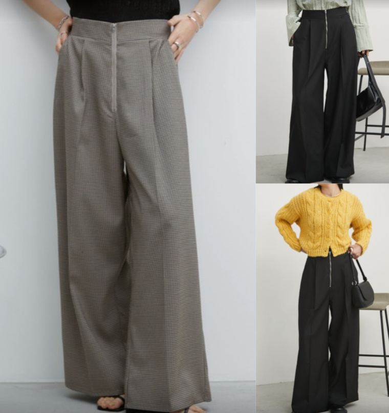 Aunt Marie's グレーのワイドパンツ