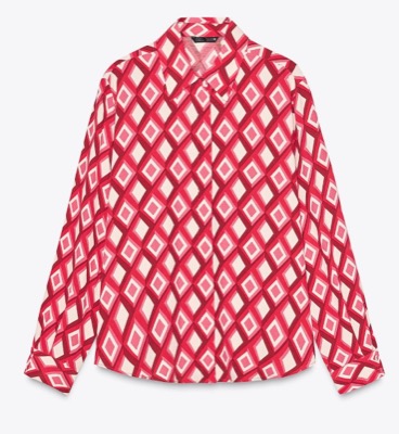 ZARA（ザラ）赤いジオメトリックプリントシャツ