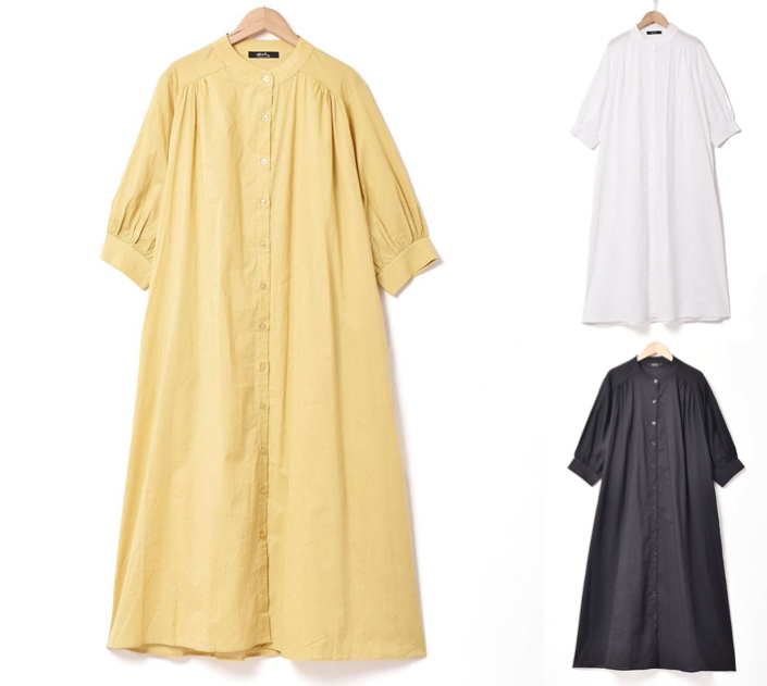 Meridianイエローの7分袖ワンピース