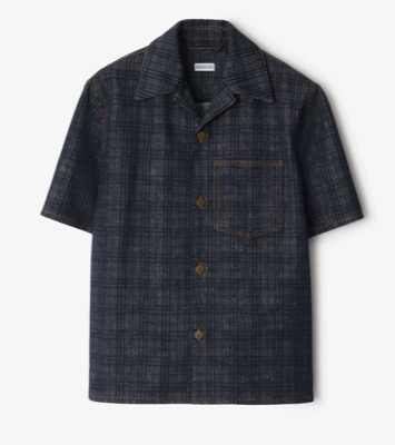 BURBERRY（バーバリー）ネイビーのチェック柄デニムシャツ