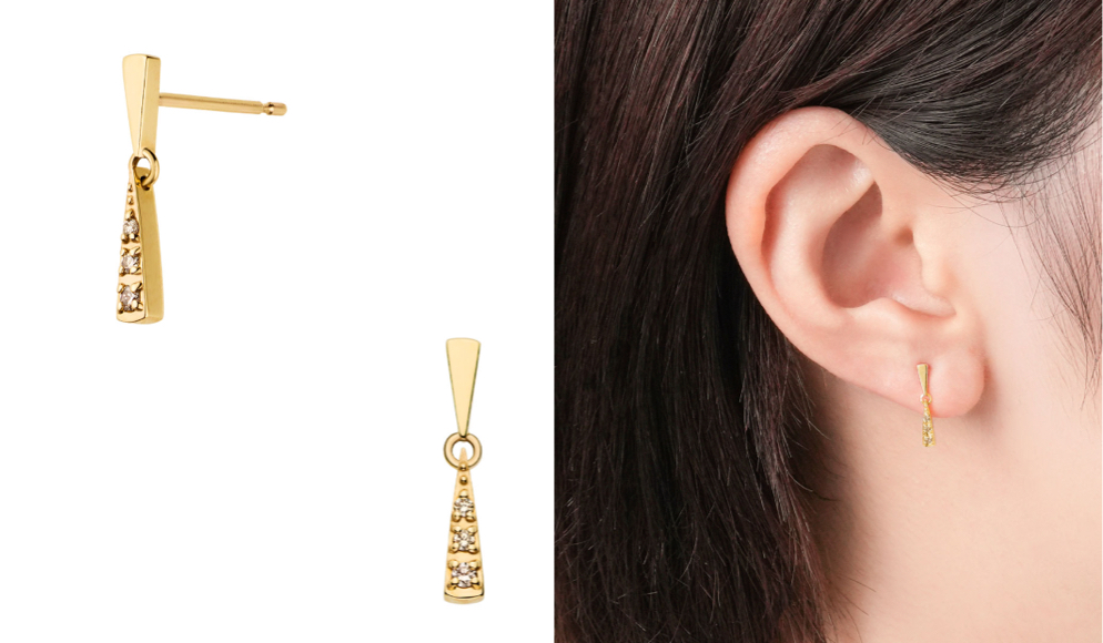 Vendome Aoyama（ヴァンドーム青山）ゴールドxダイヤのバーピアス