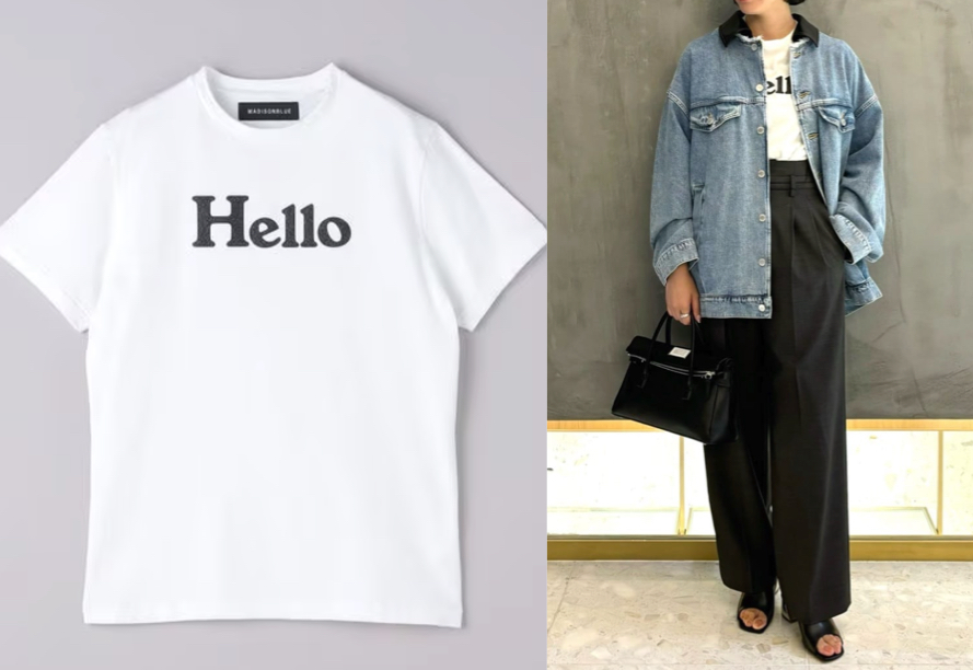 MADISONBLUE（マディソンブルー）ホワイトの『Hello』ロゴTシャツ