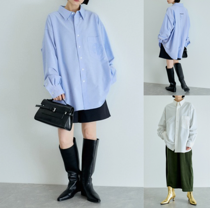 ADAM ET ROPE'ブルーのロングシャツ