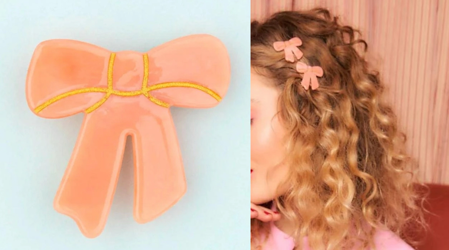 coucousuzette（ククシュゼット）オレンジのリボンデザインヘアクリップ