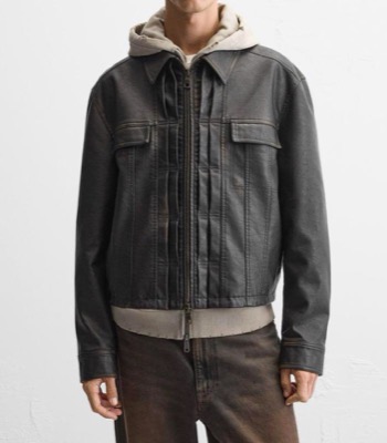 ZARA（ザラ）ブラックのグラデーションレザージャケット
