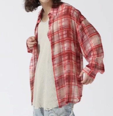 LHP（エルエイチピー）レッドのシアーチェック柄シャツ