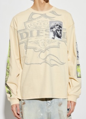 DIESEL（ディーゼル）アイボリーのプリントロンT