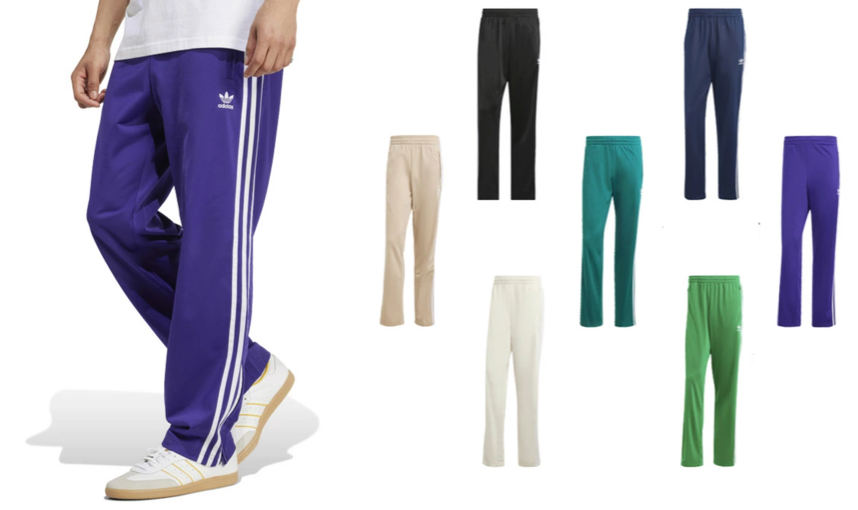 adidas（アディダス）パープルのサイドライントラックパンツ