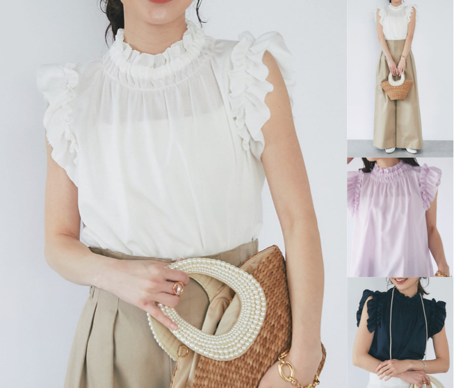 La boutique Bonbonホワイトのノースリーブブラウス