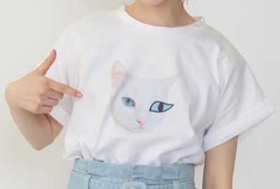 one after another NICE CLAUP（ワンアフターアナザーナイスクラップ）ホワイトのネコTシャツ