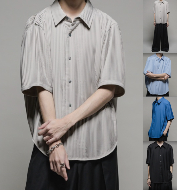 
Casper Johnベージュのストライプシャツ