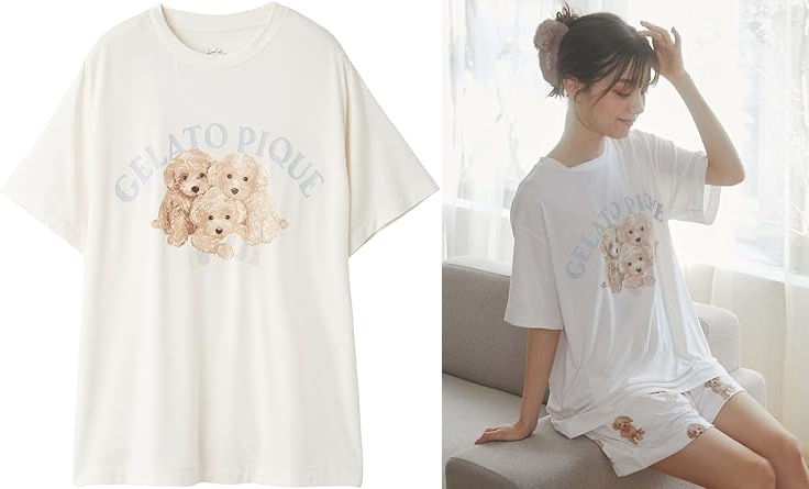 gelato pique（ジェラート ピケ）犬ちゃん柄プリントTシャツ