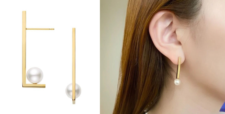 VENDOME AOYAMAゴールドのパープルバーピアス