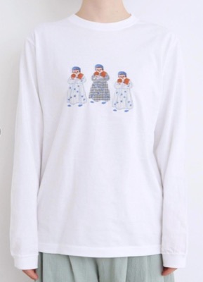 l'atelier du savon（アトリエ ドゥ サボン）ホワイトのアップリケ刺繍Tシャツ