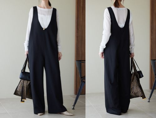 SLOBE IENAネイビーのサロペットオールインワン