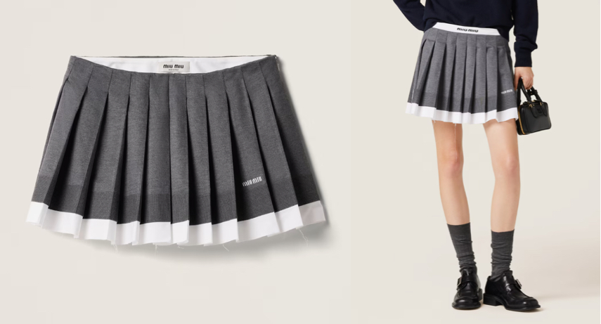 MIU MIU（ミュウミュウ）グレーのミニプリーツスカート