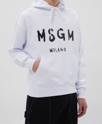 MSGM（エムエスジーエム）ホワイトのロゴパーカー