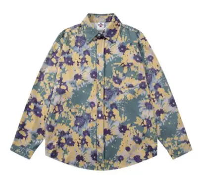 HOOK（フック）イエローxグリーンの花柄シャツ