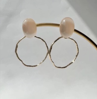 Handmade Accessory MUピーチのフープピアス
