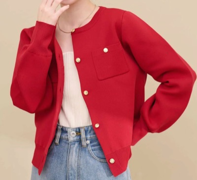 natural couture（ナチュラルクチュール）赤いカーディガン