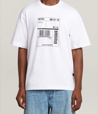 G-STAR（ジースター）ホワイトのバーコートプリントTシャツ