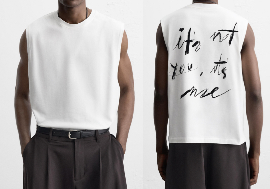 ZARA（ザラ）ホワイトのバッグロゴタンクトップ