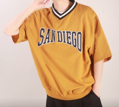 WESTSEA（ウエストシー）イエローのロゴVネックTシャツ