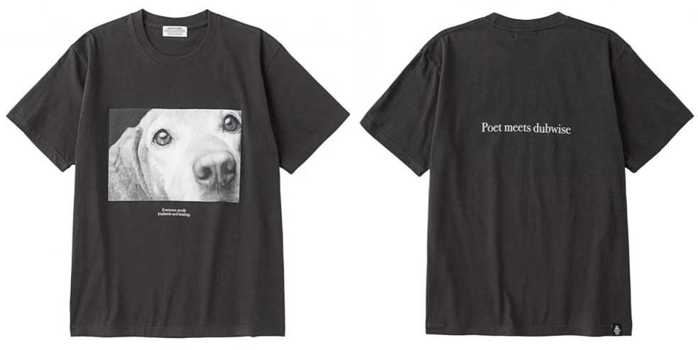 POET MEETS DUBWISE（ポエットミーツダブワイズ）ブラックのプリントTシャツ