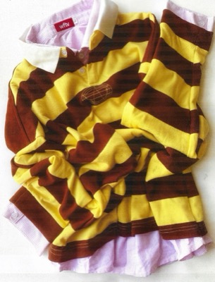 WFTV.CCイエローxブラウンのボーダーラグビーシャツ