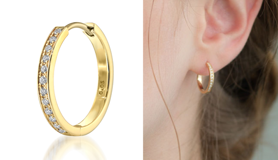 STAR JEWELRY（スタージュエリー）ゴールドxダイヤのフープピアス