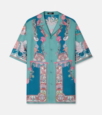 VERSACE（ヴェルサーチェ）ブルー系のフローラルシャツ