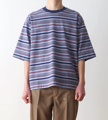 POLYPLOID（ポリプロイド）ブルーのボーダーTシャツ