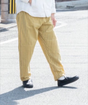 うなぎの寝床イエローのストライプパンツ