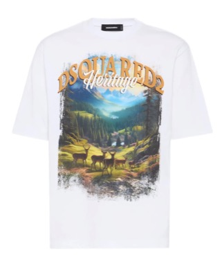 DSQUARED2（ディースクエアード）ホワイトのプリントTシャツ