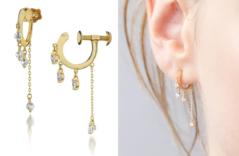 STAR JEWELRY（スタージュエリー）ゴールドxダイヤのドロップイヤリング